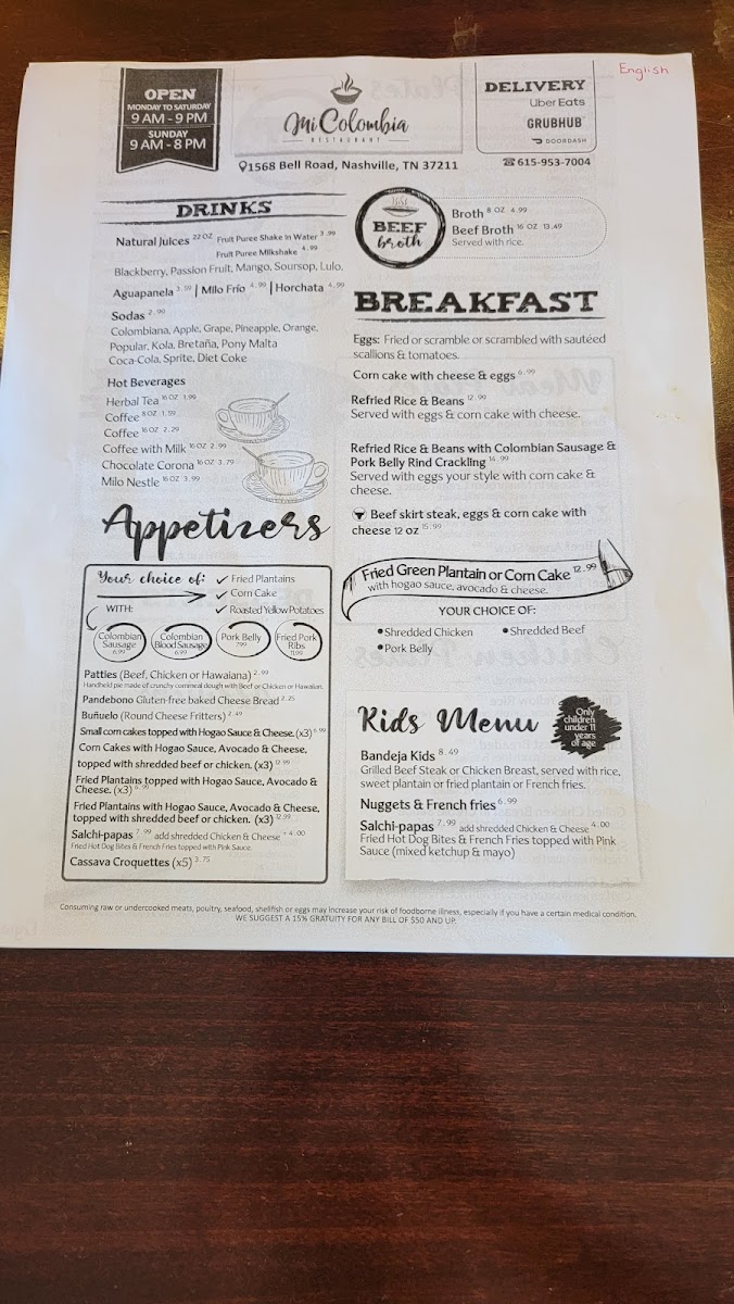 Mi Colombia Restaurant Menu - Image 6